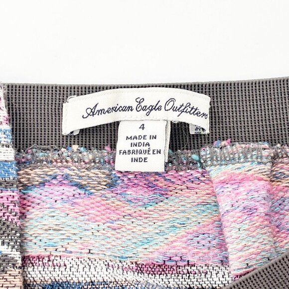American Eagle Outfitters 4 Multicolor Aztec Print Mini Skirt Back Zipper Boho - Picture 2 of 12